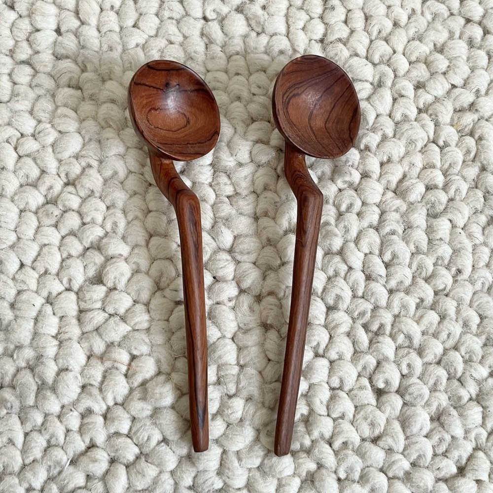1970s Handcrafted Rosewood Spoons, 7” from Southeast Asia